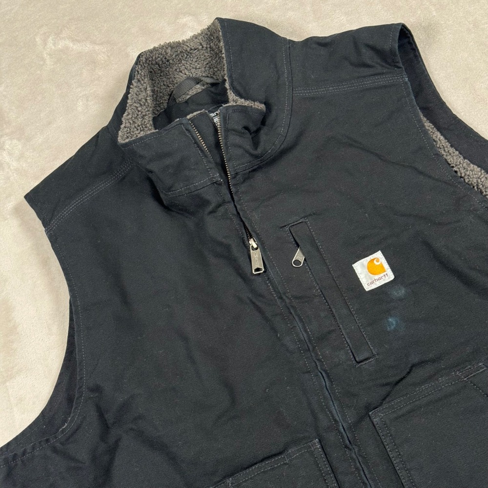 Carhartt Mock Neck Sherpa-Lined Vest Mens 2XL Black Loose Fit 104277 BLK